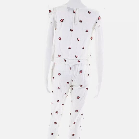 Topshop Embroidered Cover-up Pajama Pants Top Set White XS NWOT - Picture 5 of 12
